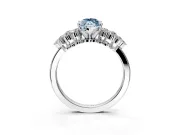 Cluster Engagement Ring Setting for Fancy Blue Marquise Center with 2-Row Shoulder Clusters and Prong Head in Sterling Silver