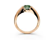 Tension Engagement Ring Setting for Fancy Green Cushion Cut Center with Wide Tapered Band and Tension Head in Rose Gold