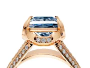 Solitaire Engagement Ring Setting for Fancy Blue Princess Cut Center with Accented Split Shank and Prong Head in Rose Gold