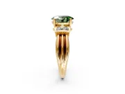 Solitaire Engagement Ring Setting for Fancy Green Oval Center with Grooved Bar Accent Band and Prong Head in Yellow Gold