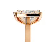Single Halo Engagement Ring Setting for Princess Cut Center with Corner Claws, Plain Band and Prong Head in Rose Gold