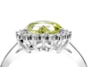 Starburst Halo Engagement Ring Setting for Fancy Yellow Heart-Shaped Center with Flat Cathedral Band and Prong Head in Platinum