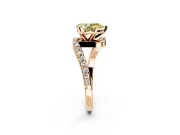 Solitaire Engagement Ring Setting for Fancy Yellow Pear-Shaped Center with Pave Bypass Swirl Band and Prong Head in Rose Gold
