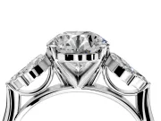 Floral Cluster Engagement Ring Setting for Round Cut Center with Marquise Accents and Prong Head in Sterling Silver