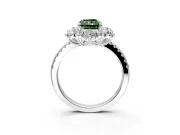 Floral Halo Engagement Ring Setting for Fancy Green Radiant Cut Center with Pave Accents and Prong Head in Sterling Silver
