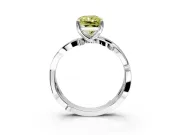 Solitaire Engagement Ring Setting for Fancy Yellow Radiant Cut Center with Pave and Plain Crossover Band and Prong Head in Sterling Silver