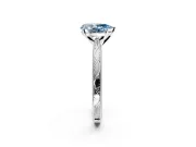 Solitaire Engagement Ring Setting for Fancy Blue Pear-Shaped Center with Engraved Milgrain Band and Prong Head in White Gold