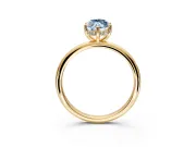 Hidden Halo Engagement Ring Setting for Fancy Blue Marquise Center with Thin Round-Wire Band and Prong Head in Yellow Gold