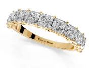 Princess Cut Lab-Grown Diamond Half Eternity Wedding Band with Shared-Prong Setting in Yellow Gold