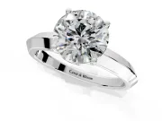Solitaire Engagement Ring Setting for Round Cut Center with Wide Knife Ridge Band and Prong Head in Platinum