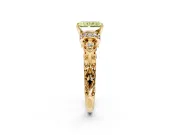 Solitaire Engagement Ring Setting for Fancy Yellow Radiant Cut Center with Filigree Band and Prong Head in Yellow Gold