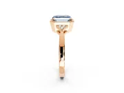 Cluster Engagement Ring Setting for Fancy Blue Asscher Cut Center with Milgrain Shoulder Clusters and Prong Head in Rose Gold