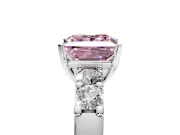 5 Stone Engagement Ring Setting for Fancy Pink Princess Cut Center with Plain Band and Prong Head in Sterling Silver