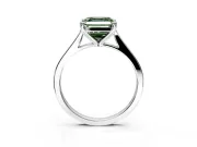 Solitaire Engagement Ring Setting for Fancy Green Asscher Cut Center with Tapered Shoulders and Prong Head in White Gold