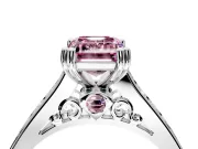 Solitaire Engagement Ring Setting for Fancy Pink Emerald Cut Center with Channel Band and Double Claw Prong Head in Sterling Silver