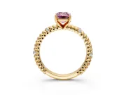 Rope Engagement Ring Setting for Fancy Pink Emerald Cut Center with Accent Shoulders and Prong Head in Yellow Gold