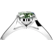 Solitaire Engagement Ring Setting for Fancy Green Oval Center with Tapered Shoulders and Prong Head in Sterling Silver