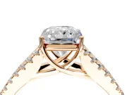 Solitaire Engagement Ring Setting for Radiant Cut Center with Pave Split Shank and Prong Head in Rose Gold