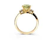 3 Stone Engagement Ring Setting for Fancy Yellow Princess Cut Center with Round Cut Side Accents and Prong Head in Yellow Gold