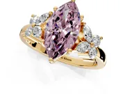 Floral Engagement Ring Setting for Fancy Pink Marquise Center with Marquise Cluster Shoulders and Prong Head in Yellow Gold