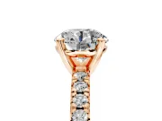 Solitaire Engagement Ring Setting for Round Cut Center with Large Accents and Prong Head in Rose Gold