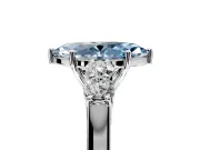 5 Stone Engagement Ring Setting for Fancy Blue Marquise Center with Equal Close-Set Accents and Prong Head in Platinum