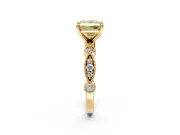 Solitaire Engagement Ring Setting for Fancy Yellow Princess Cut Center with Milgrain Bezel Accents and Prong Head in Yellow Gold