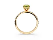 Solitaire Engagement Ring Setting for Fancy Yellow Emerald Cut Center with Micro Pave Band and Prong Head in Yellow Gold