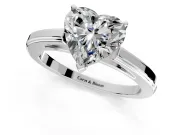 Solitaire Engagement Ring Setting for Heart-Shaped Center with Flat-Sided Plain Band and Prong Head in Platinum