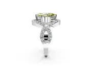 Halo Engagement Ring Setting for Fancy Yellow Marquise Center with Pave Infinity Twist Band and Prong Head in Sterling Silver