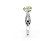 3 Stone Engagement Ring Setting for Fancy Yellow Heart-Shaped Center with Pave Split Shank and Prong Head in Platinum