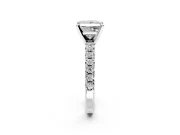 Solitaire Engagement Ring Setting for Princess Cut Center with Large Accents and Prong Head in Platinum