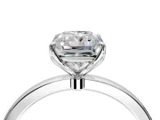Solitaire Engagement Ring Setting for Radiant Cut Center with Thin Rounded Plain Band and Prong Head in Platinum
