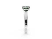 Solitaire Engagement Ring Setting for Fancy Green Princess Cut Center with Reverse Tapered Band and Prong Head in White Gold