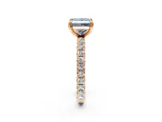 Solitaire Engagement Ring Setting for Fancy Blue Princess Cut Center with Shared-Prong Accents and Prong Head in Rose Gold