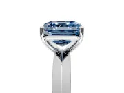 Solitaire Engagement Ring Setting for Fancy Blue Asscher Cut Center with Wide Knife Ridge Band and Prong Head in Sterling Silver