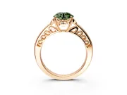 Floral Engagement Ring Setting for Fancy Green Round Cut Center with Four Accent Clusters and Prong Head in Rose Gold