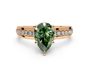 Solitaire Engagement Ring Setting for Fancy Green Pear-Shaped Center with Raised Channel Band and Prong Head in Rose Gold