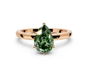 Solitaire Engagement Ring Setting for Fancy Green Pear-Shaped Center with Plain Band and Tulip Prong Head in Rose Gold