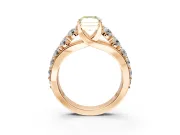 Solitaire Engagement Ring Setting for Fancy Yellow Radiant Cut Center with Graduated Shared Prongs and Prong Head in Rose Gold