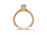 Solitaire Engagement Ring Setting for Fancy Blue Marquise Center with Engraved Milgrain Band and Prong Head in Rose Gold