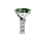 Open Basket Engagement Ring Setting for Fancy Green Oval Center with Pave Band and Prong Head in Platinum