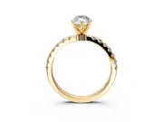 Open Basket Engagement Ring Setting for Marquise Center with Pave Band and Prong Head in Yellow Gold