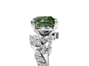 Solitaire Engagement Ring Setting for Fancy Green Cushion Cut Center with Marquise Accent Twist Band and Prong Head in Sterling Silver