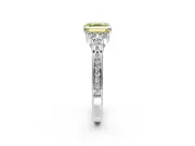 Cluster Engagement Ring Setting for Fancy Yellow Asscher Cut Center with Bezel Accent Clusters and Prong Head in White Gold