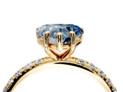 Solitaire Engagement Ring Setting for Fancy Blue Heart-Shaped Center with Micro Pave Band and Prong Head in Yellow Gold