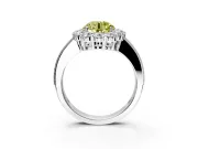 Halo Engagement Ring Setting for Fancy Yellow Round Cut Center with Milgrain Channel Band and Prong Head in Platinum