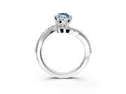Solitaire Engagement Ring Setting for Fancy Blue Marquise Center with Pave Bypass Swirl Band and Prong Head in Platinum
