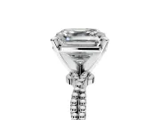 Solitaire Engagement Ring Setting for Asscher Cut Center with Twist Band and Bead Prong Head in Sterling Silver