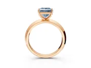 Solitaire Engagement Ring Setting for Fancy Blue Princess Cut Center with Wide Knife Ridge Band and Prong Head in Rose Gold